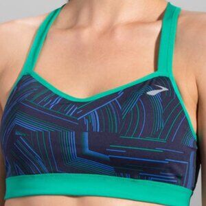 BROOKS Green Navy Blue Sports Athletic Workout Running Athleisure Sports Bra Med